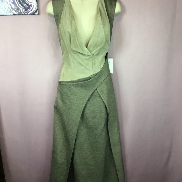 Christian Cota Mixed Suede business wrap dress